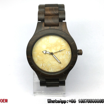 Reloj de madera / ébano de primera calidad, reloj de cuarzo, reloj de mármol HL04